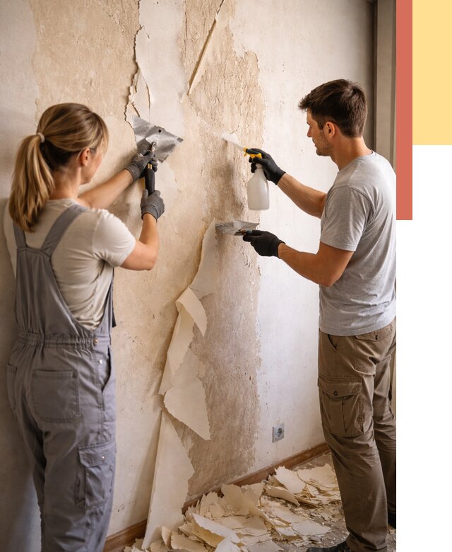 Снятие старых обоев в Пятигорске от 5393 руб. под ключ недорого | ОТДЕЛОЧНИК-Птг