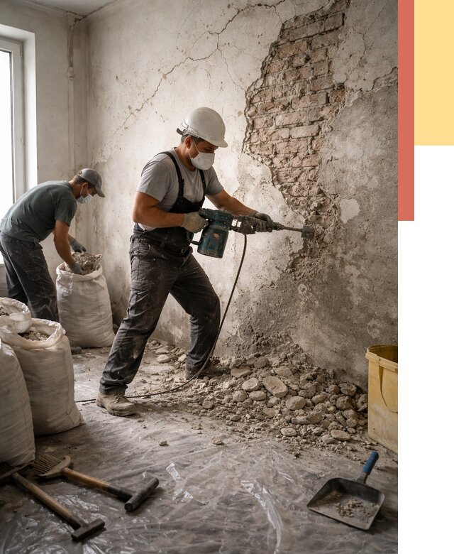 Демонтаж штукатурки со стен в Пятигорске от 7397 руб/м² — быстро и недорого | ОТДЕЛОЧНИК-Птг