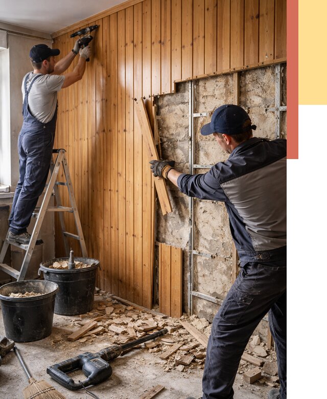 Демонтаж вагонки со стен в Пятигорске от 1490 руб. — снятие, удаление, срочно | ОТДЕЛОЧНИК-Птг