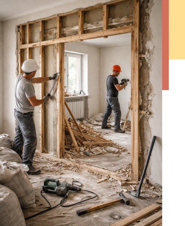 Демонтаж деревянных перегородок в Пятигорске от 3287 руб. — быстро и недорого | ОТДЕЛОЧНИК-Птг