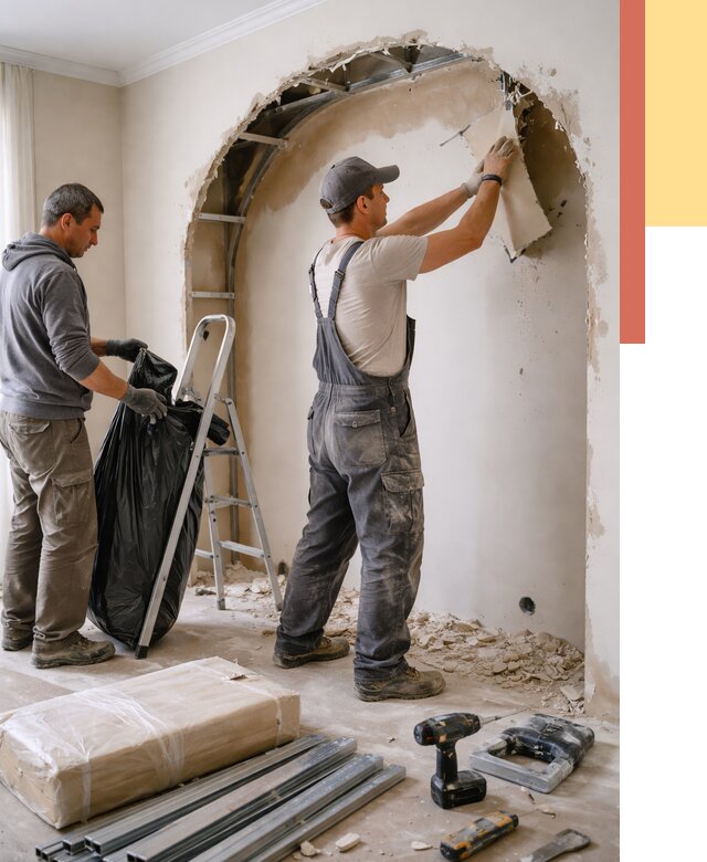 Демонтаж арки из гипсокартона в Пятигорске от 3596 руб. — услуги под ключ | ОТДЕЛОЧНИК-Птг