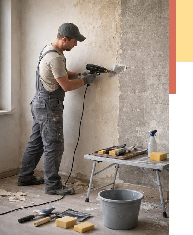 Очистка стен от клея в Пятигорске от 1901 руб. — снятие и удаление клея со стен | ОТДЕЛОЧНИК-Птг