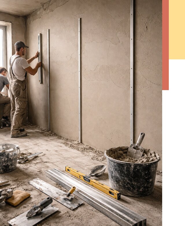 Штукатурка стен по маякам в Пятигорске от 5650 руб./м² — выравнивание под ключ | ОТДЕЛОЧНИК-Птг