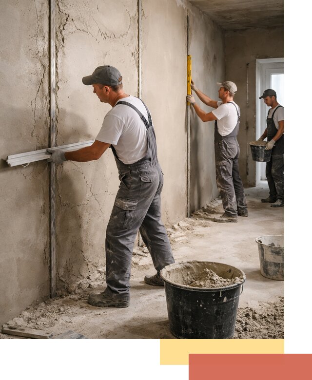 Штукатурка стен по маякам в Пятигорске — точная и ровная поверхность