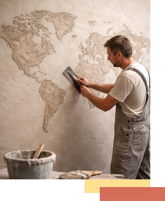 Декоративная штукатурка «Карта мира» под ключ в Пятигорске