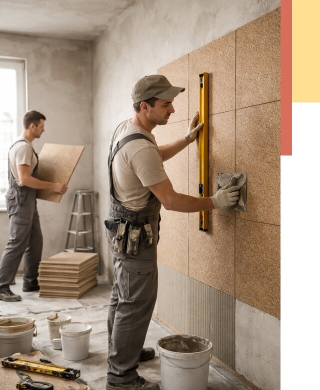 Монтаж пробковых панелей на стены в Пятигорске от 3596 руб. — ОТДЕЛОЧНИК-Птг