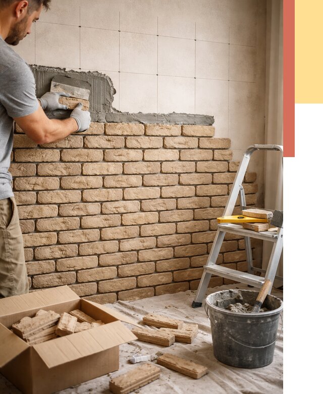 Монтаж декоративного кирпича в Пятигорске от 3287 руб./м² — быстро и недорого | ОТДЕЛОЧНИК-Птг