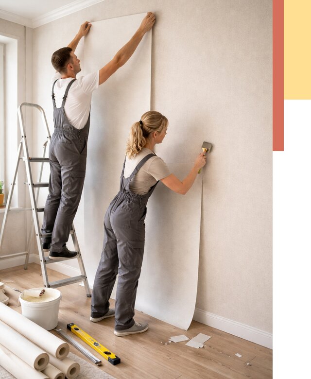 Поклейка флизелиновых обоев в Пятигорске от 6164 руб. | Быстро и недорого — ОТДЕЛОЧНИК-Птг