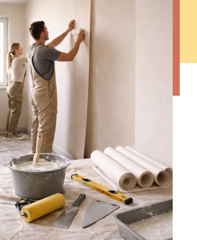 Поклейка бумажных обоев в Пятигорске от 5650 руб./м2 — быстро и недорого | ОТДЕЛОЧНИК-Птг