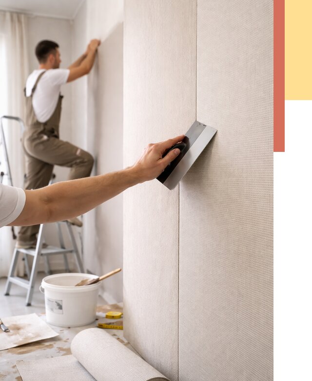 Поклейка текстильных обоев в Пятигорске от 4623 руб. под ключ | ОТДЕЛОЧНИК-Птг