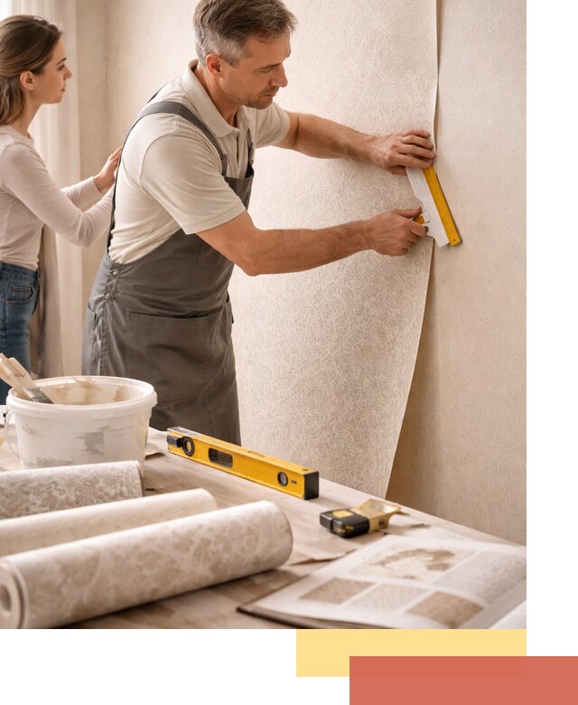 Поклейка обоев с подбором рисунка в Пятигорске