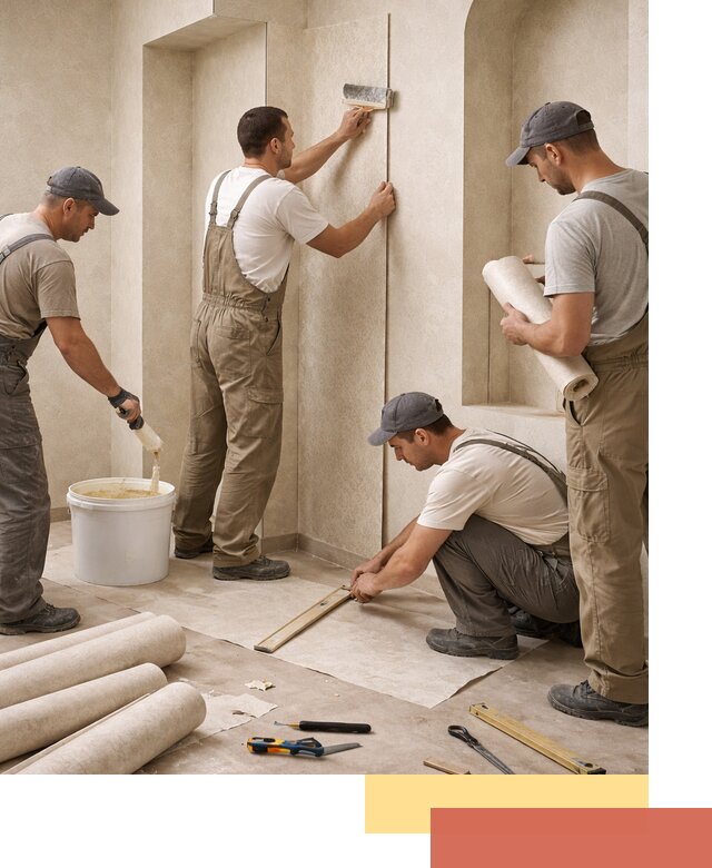 Поклейка обоев на сложные стены и неровные поверхности в Пятигорске