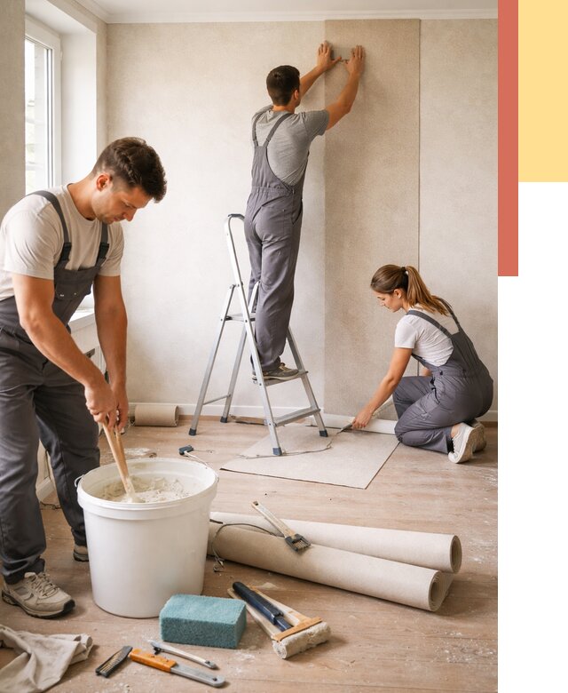 Оклейка стен обоями в Пятигорске от 3596 руб/м2 — быстро и недорого | ОТДЕЛОЧНИК-Птг