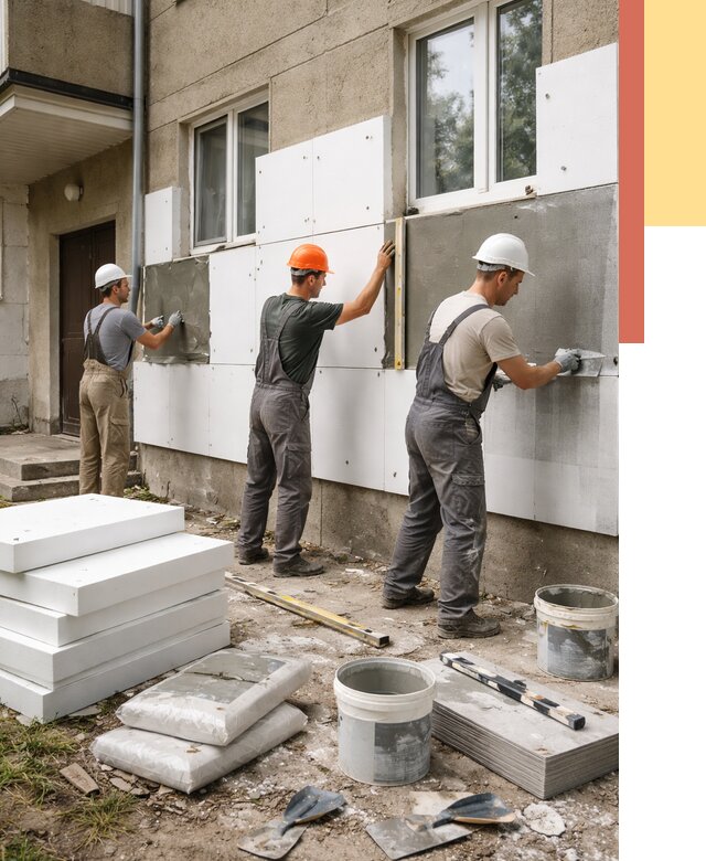 Утепление стен пенопластом в Пятигорске от 1798 руб. — недорого и под ключ | ОТДЕЛОЧНИК-Птг