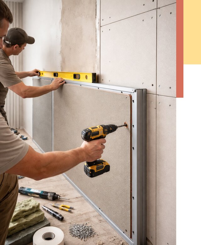 Шумоизоляция стен панелями ЗИПС в Пятигорске от 2260 руб./м² под ключ | ОТДЕЛОЧНИК-Птг