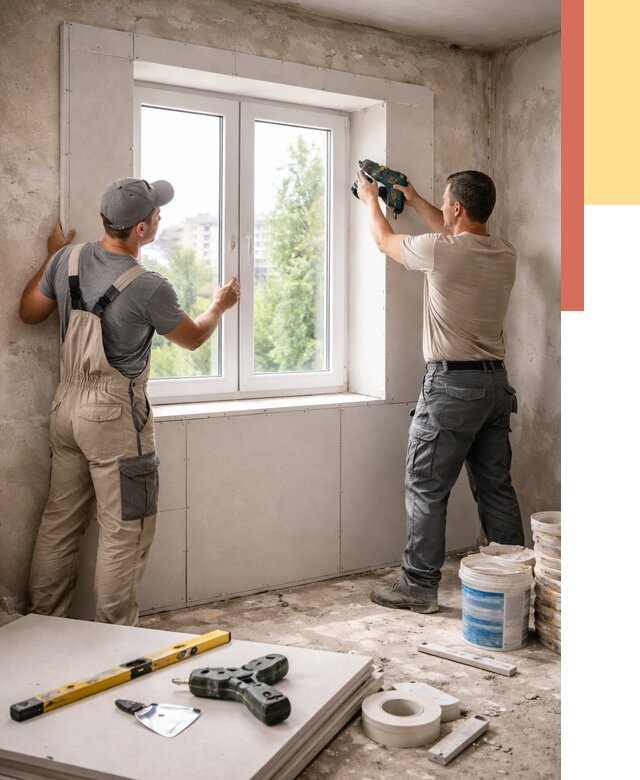 Монтаж откосов из гипсокартона в Пятигорске от 4623 руб. под ключ | ОТДЕЛОЧНИК-Птг