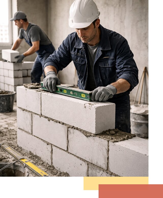 Кладка перегородок из пеноблока под ключ в Пятигорске