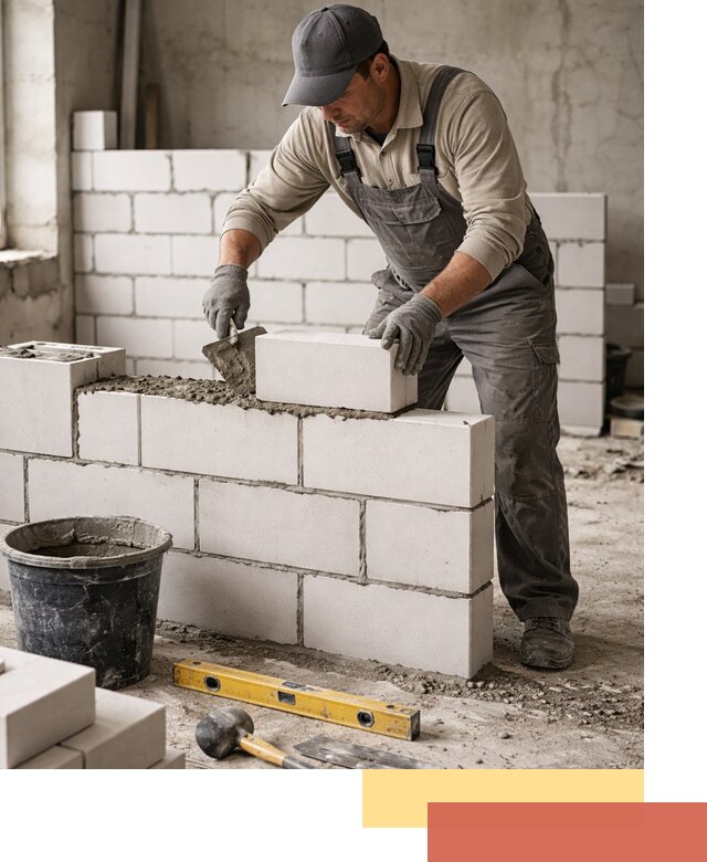 Кладка перегородок из силикатного блока в Пятигорске