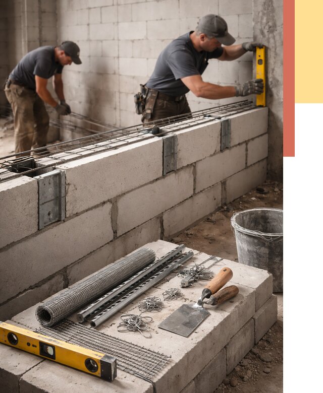 Армирование кладки перегородок в Пятигорске от 770 руб. под ключ | ОТДЕЛОЧНИК-Птг