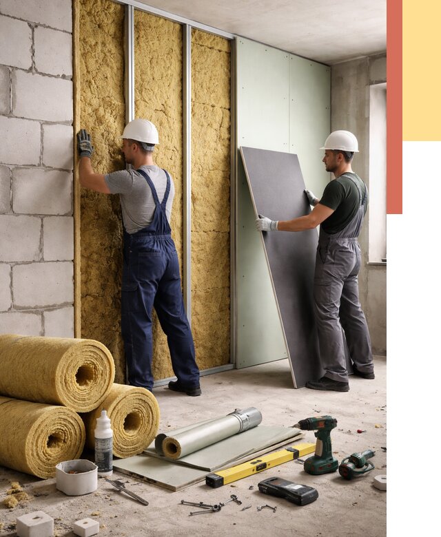 Шумоизоляция перегородок из блоков в Пятигорске от 1901 руб./м² — быстро и недорого | ОТДЕЛОЧНИК-Птг