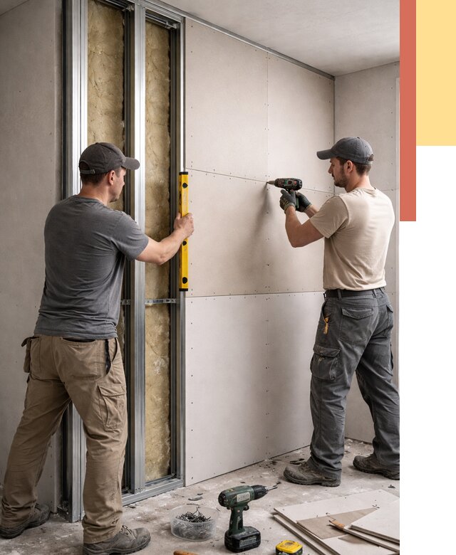 Монтаж двухслойной перегородки из гипсокартона в Пятигорске от 1490 руб. | ОТДЕЛОЧНИК-Птг