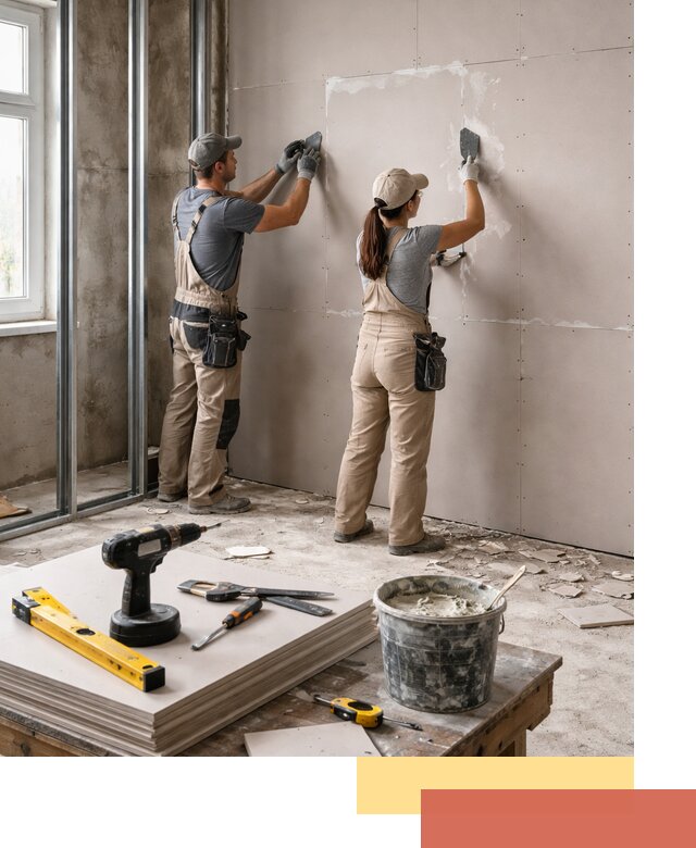 Монтаж двухслойной перегородки из гипсокартона в Пятигорске