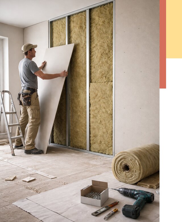 Перегородка из гипсокартона с шумоизоляцией в Пятигорске от 3205 руб. | ОТДЕЛОЧНИК-Птг