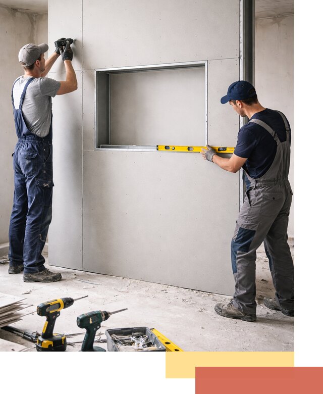 Перегородка из гипсокартона с нишей под декор в Пятигорске