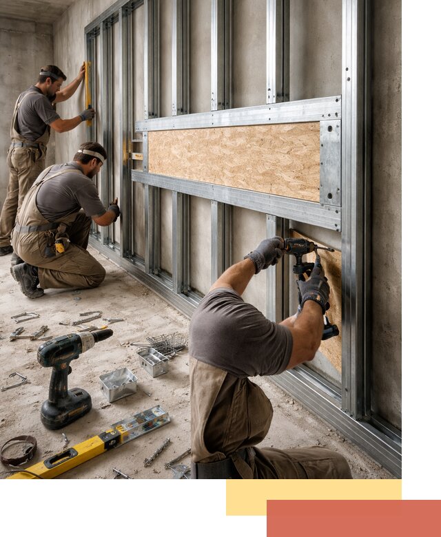 Усиленная перегородка для крепления тяжёлых конструкций в Пятигорске