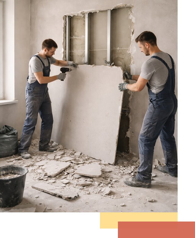 Демонтаж перегородки из гипсокартона в Пятигорске быстрый и аккуратный