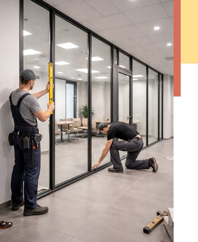 Каркасные стеклянные перегородки в Пятигорске под ключ от 9451 руб. | ОТДЕЛОЧНИК-Птг