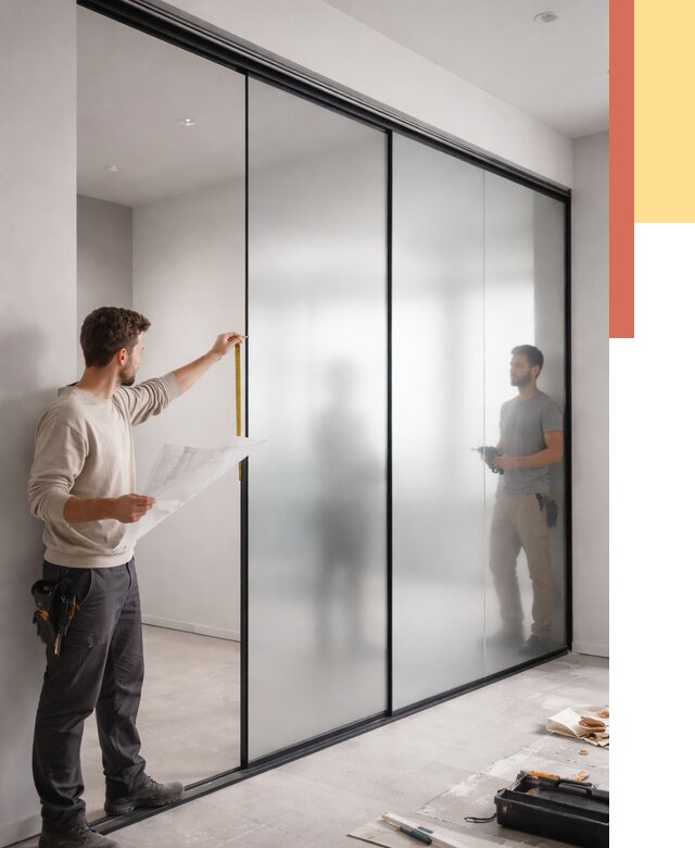 Матовые стеклянные перегородки в Пятигорске от 8732 руб. — монтаж и установка | ОТДЕЛОЧНИК-Птг