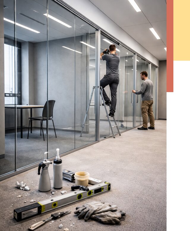 Стеклянные офисные перегородки в Пятигорске от 8732 руб. — монтаж и установка | ОТДЕЛОЧНИК-Птг