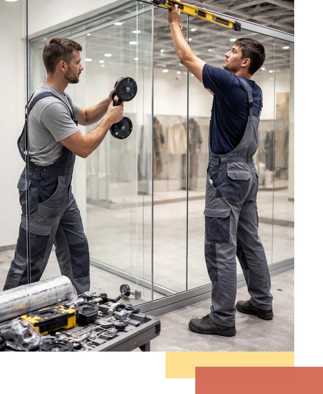 Стеклянные перегородки для магазинов в Пятигорске — монтаж и установка