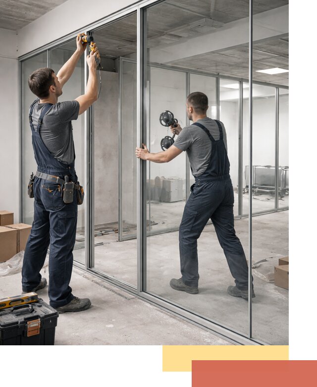 Алюминиевые перегородки со стеклом в Пятигорске — изготовление и монтаж