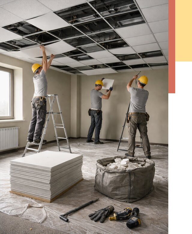 Демонтаж потолка Армстронг в Пятигорске от 4623 руб. быстро и недорого | ОТДЕЛОЧНИК-Птг