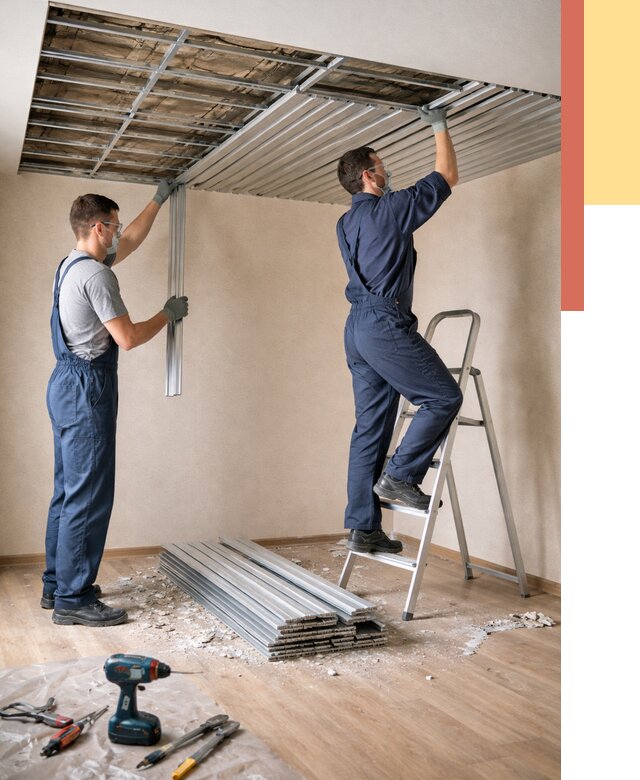 Демонтаж реечного потолка в Пятигорске от 4623 руб. быстро и недорого | ОТДЕЛОЧНИК-Птг