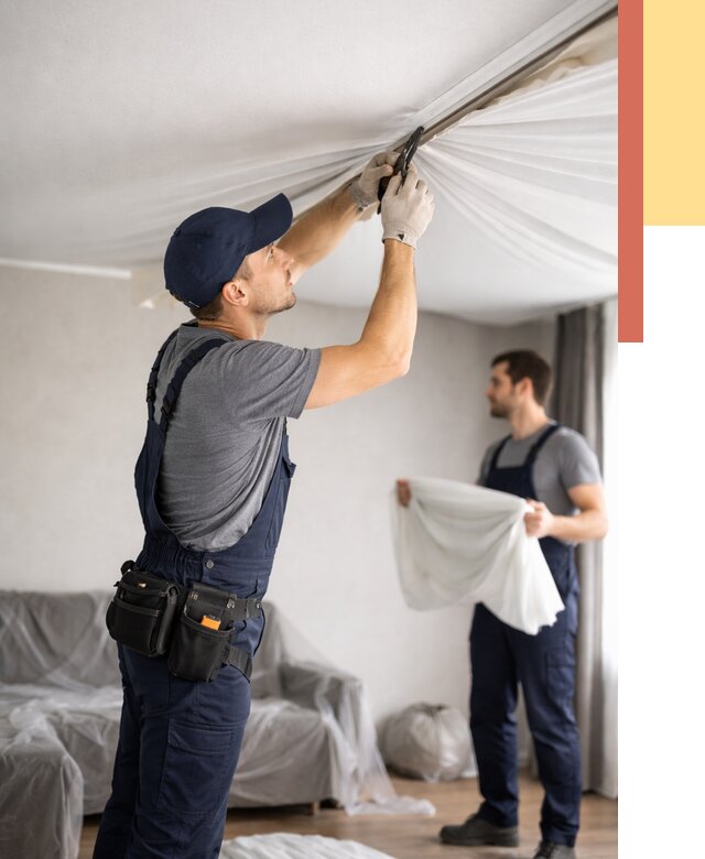 Демонтаж натяжного потолка в Пятигорске от 4623 руб. — снятие и разбор под ключ | ОТДЕЛОЧНИК-Птг