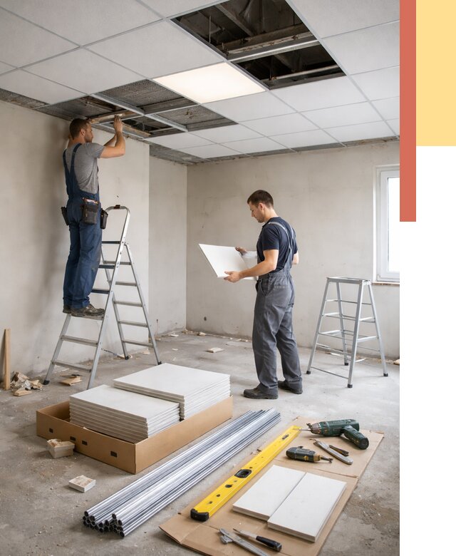 Монтаж потолка армстронг в Пятигорске от 4623 руб/м2 — быстрая установка под ключ | ОТДЕЛОЧНИК-Птг