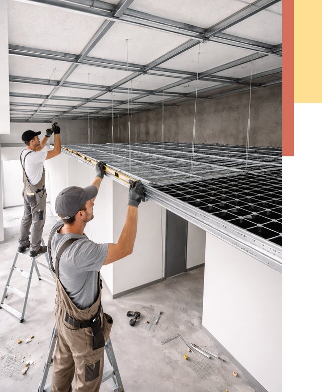 Монтаж потолка грильято в Пятигорске от 462 руб./м² — быстрая сборка под ключ | ОТДЕЛОЧНИК-Птг