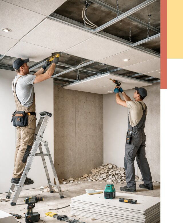 Монтаж акустического потолка в Пятигорске от 6677 руб/м2 — быстро и недорого | ОТДЕЛОЧНИК-Птг