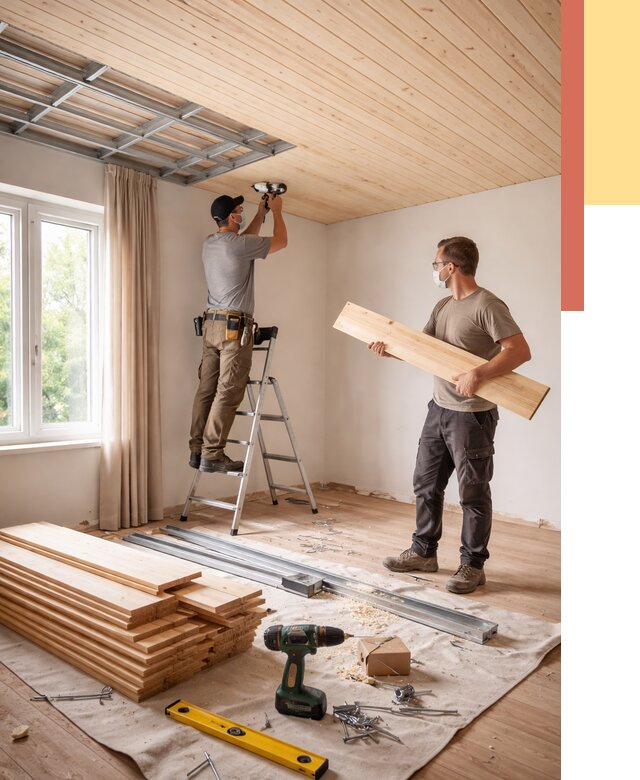 Монтаж потолка из вагонки в Пятигорске от 6677 руб. | Быстро и недорого — ОТДЕЛОЧНИК-Птг