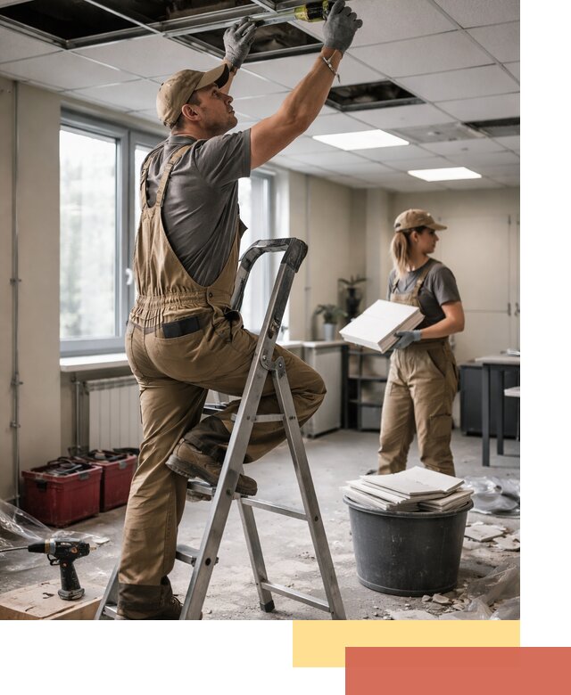 Ремонт потолка Армстронг и замена плит в Пятигорске