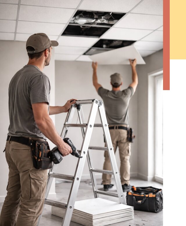 Обслуживание подвесного потолка в Пятигорске от 3596 руб. — быстро и недорого | ОТДЕЛОЧНИК-Птг