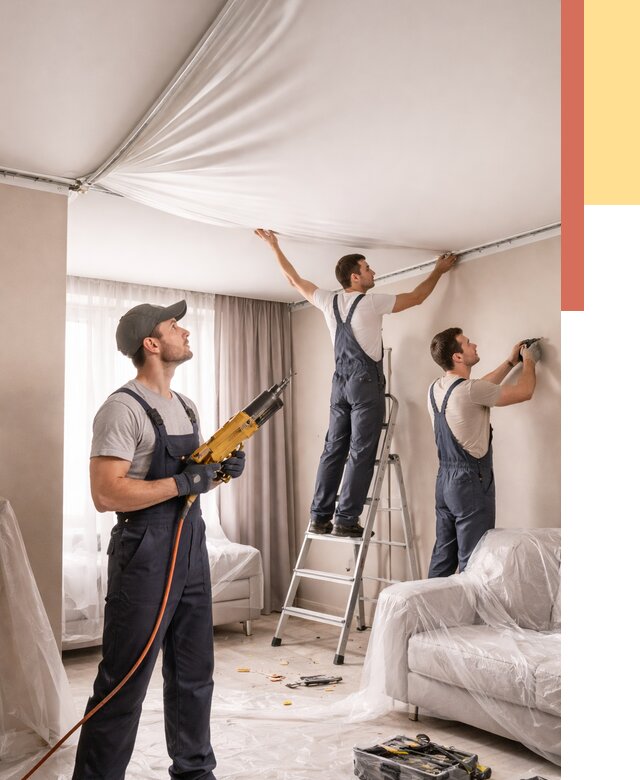 Установка натяжного потолка в Пятигорске от 4623 руб. | Быстро и недорого — ОТДЕЛОЧНИК-Птг