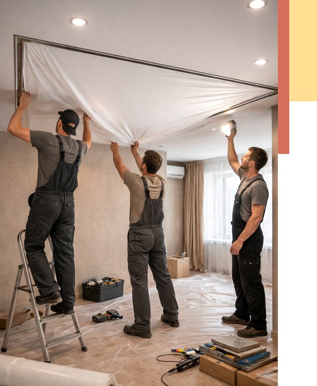 Монтаж ПВХ натяжного потолка в Пятигорске от 3596 руб. под ключ | ОТДЕЛОЧНИК-Птг