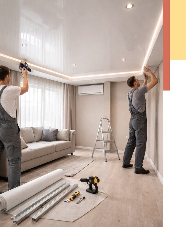 Монтаж глянцевого натяжного потолка в Пятигорске от 770 руб. под ключ | ОТДЕЛОЧНИК-Птг