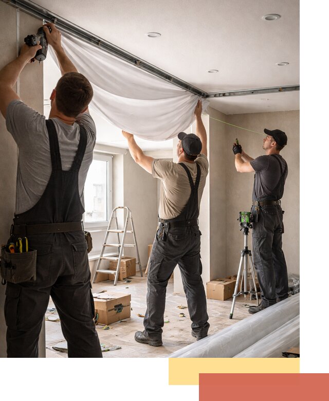 Монтаж парящего натяжного потолка под ключ в Пятигорске