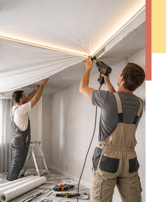 Монтаж натяжного потолка с подсветкой в Пятигорске от 976 руб. | ОТДЕЛОЧНИК-Птг