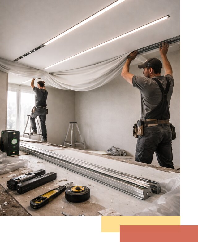 Монтаж натяжных потолков со световыми линиями в Пятигорске